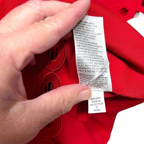 Chico’s Ponte Openwork Trim Dress Red Size 0 Small 4 A-line Cocktail Party - Picture 16 of 16